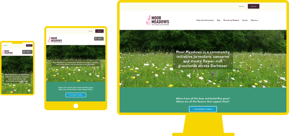 Moor Meadows responsive website design shown on various screen sizes